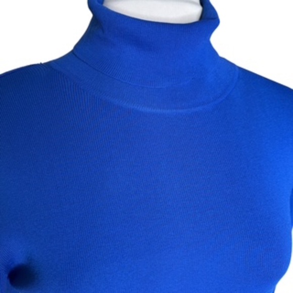 No Brand Label Royal Blue Fitted Long Sleeve Turtle Neck Size L - Picture 3 of 5